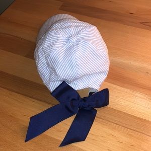 SEERSUCKER HAT WITH NAVY BOW TIE